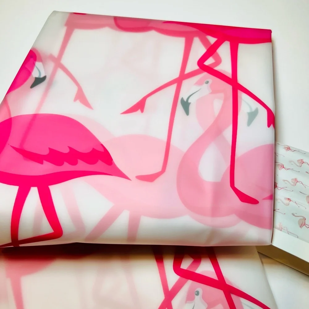 Bright Pink Flamingo Peva Shower Curtain Tropical Summer